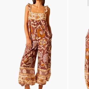 Free People Floral Brown Jumpsuit